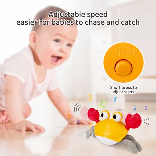 New Electronic Sensing Green Crawling Crab Baby Toy with Music and LED Light up Automatically Avoid Obstacles
