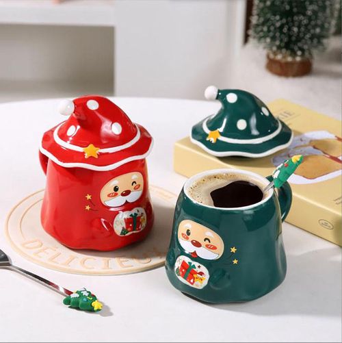 Creative Simple Christmas Breakfast Milk Ceramic Mug Cartoon Cute Couple Coffee Cup