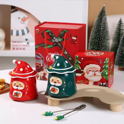 Creative Simple Christmas Breakfast Milk Ceramic Mug Cartoon Cute Couple Coffee Cup