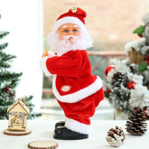 Moving Christmas Decoration Musical Twisting Backside Santa Claus Sing Plush Christmas Doll Gift Toys Christmas Decor