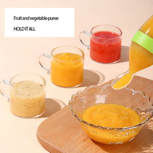 One-Hand Operation Baby Squeeze Feeding Spoon Bottle for Rice Cereal and Puree