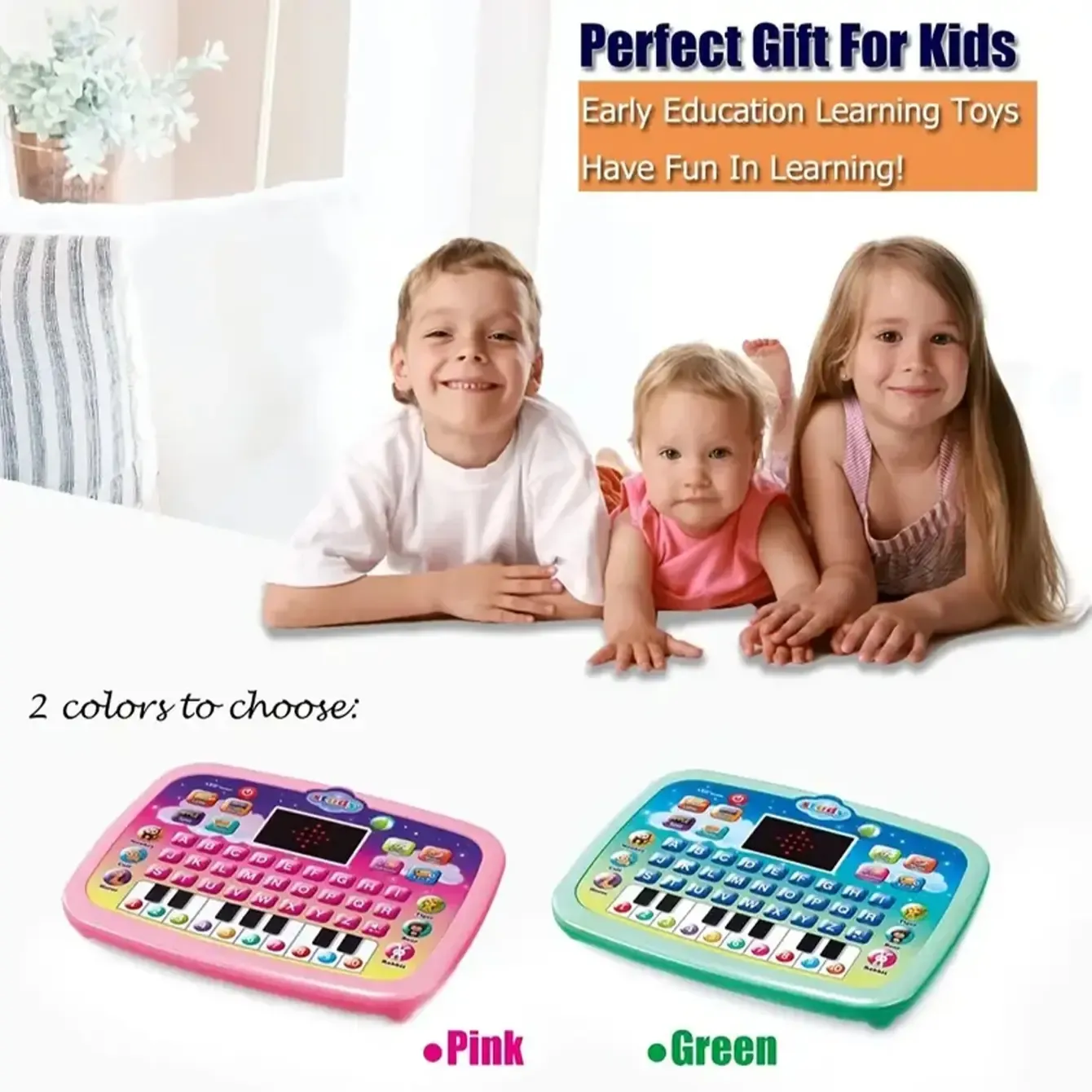 Kids Early Education Learning Tablet with LED Screen and Piano Keyboard