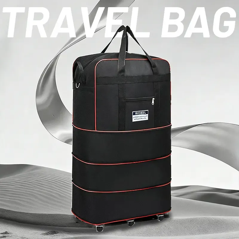 Large Waterproof Wear Resistant Expandable Travel Bag 50cm Width 30cm Thickness 90cm Height with Wheels Free Password Lock