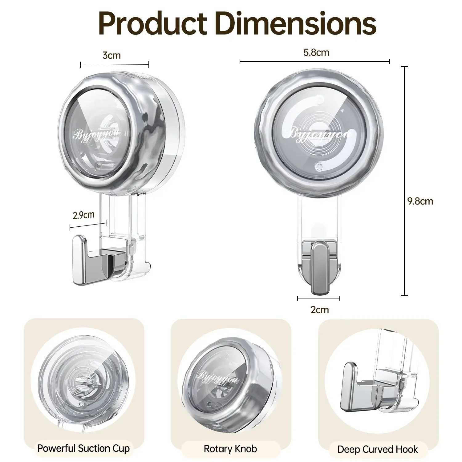 Buy One Get One Free Heavy Duty Suction Cup Hooks Reusable No Drill Vacuum Suction Hooks for Bathroom Kitchen