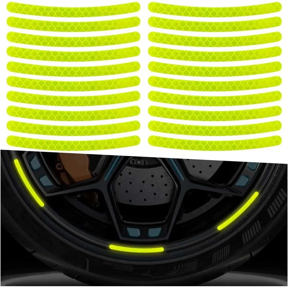 Buy one get one free, 40 pieces of car wheel hub reflective stickers, white and fluorescent yellow available