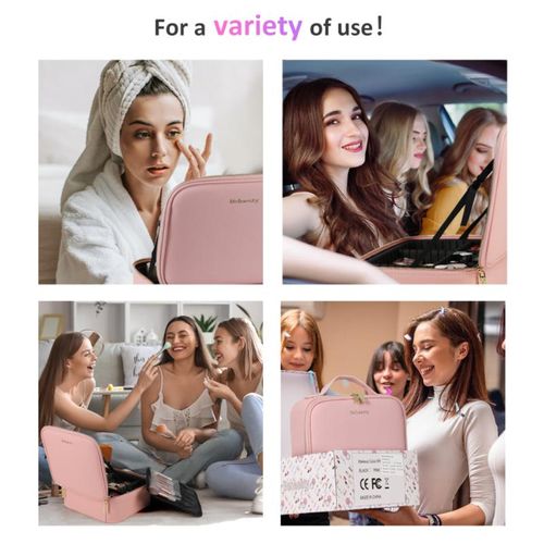 Portable Travel Makeup Bag with Detachable LED Mirror