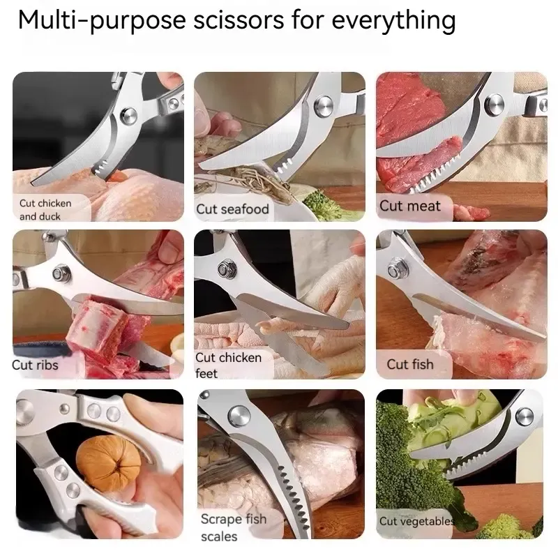 Professional Heavy Duty Kitchen Shears for Cutting Chicken Bones and Meat