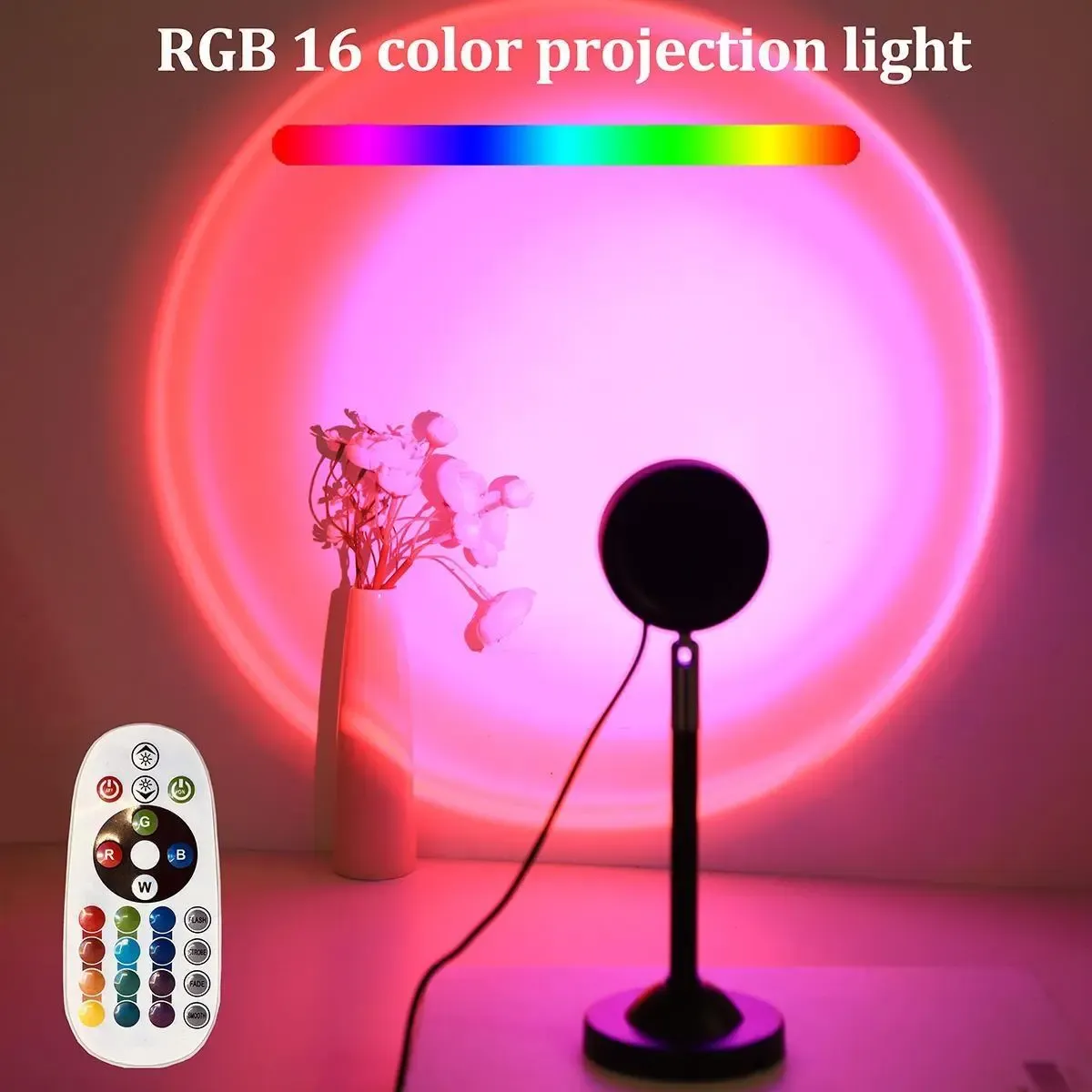 Multicolor Sunset Projector with Remote, Romantic LED Light for Room Aesthetic and Background Lighting