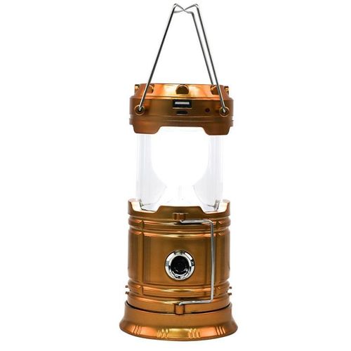 Gold Solar Rechargeable Camping Lantern - Emergency Power Bank USB Charging Waterproof Torch