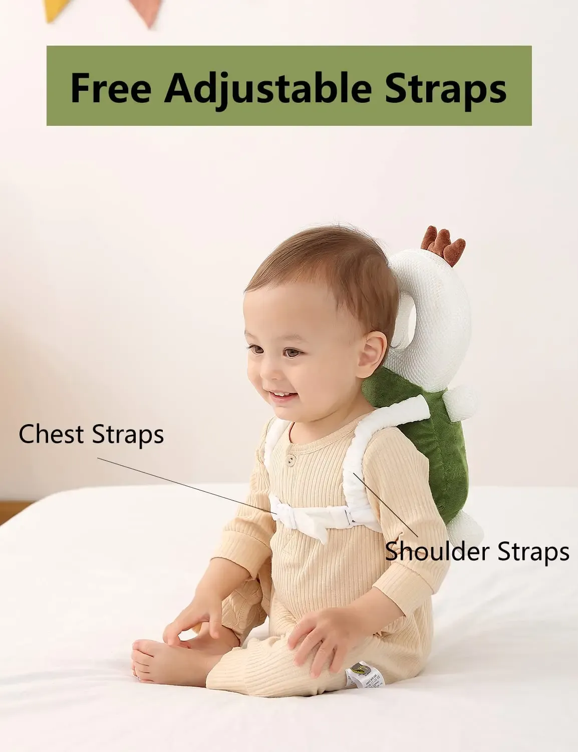 Breathable Baby Back and Head Protection Pad Turtle Design PP Cotton Filling for Fall Prevention