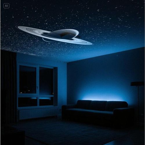 Car Home Saturn Starry Sky Projector Lamp USB Rechargeable Ambient Light with HD Focus Adjustable Angle for Car Interior Living Room Party Decoration