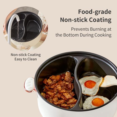 6L Electric Divided Hot Pot – Dual Temp Control, Non-Stick, Family-Size for 6-8 People