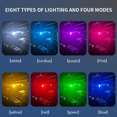 Universal Wireless Remote 7-Color LED Lights, Rechargeable, for Cars & Motorcycles
