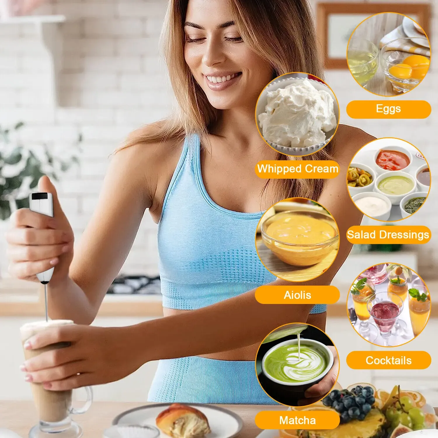 Portable Electric Milk Frother Handheld Coffee Foam Maker For Latte Cappuccino Matcha Egg Beater