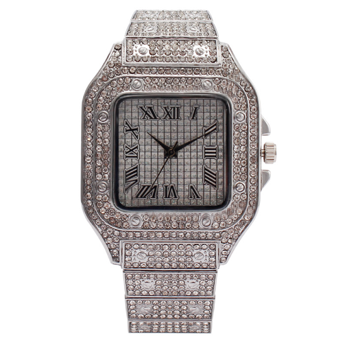Fashion Square Moissanite - Inlaid Starry - Sky Roman Numeral Unisex Quartz Watch: Shine with Timeless Elegance