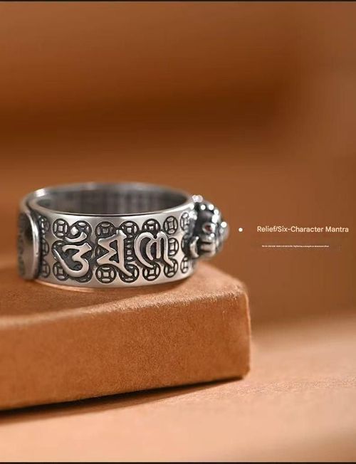 Exquisite Retro Silver Pixiu Ring - Inlaid with Red Sparkling Rhinestones, Engraved with Heart Sutra & Copper Coins (for Good Luck), Adjustable Design (No Size Troubles), Unisex, Daily Wear with a Sense of Blessing