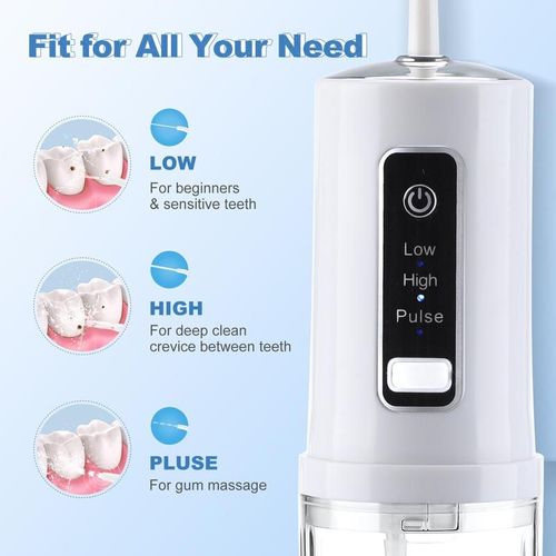 Portable Rechargeable Electric Oral Irrigator 3 Modes 4 Nozzles IPX7 Waterproof for Home and Travel