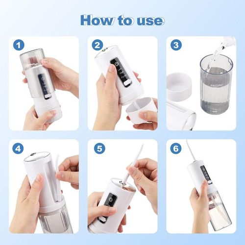 Portable Rechargeable Electric Oral Irrigator 3 Modes 4 Nozzles IPX7 Waterproof for Home and Travel