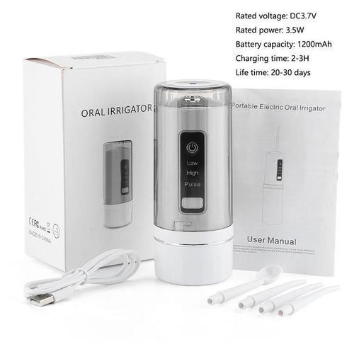 Portable Rechargeable Electric Oral Irrigator 3 Modes 4 Nozzles IPX7 Waterproof for Home and Travel