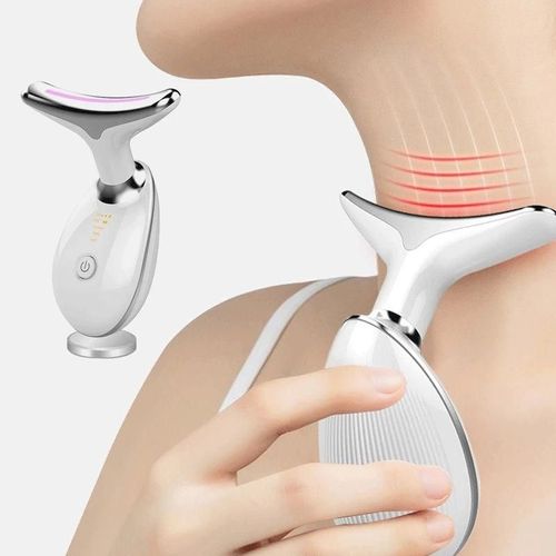 Dolphin Bionic Neck and Face Lift Massager LED Red Light Therapy 3 Speeds USB Rechargeable Firms Skin and Reduces Neck Wrinkles