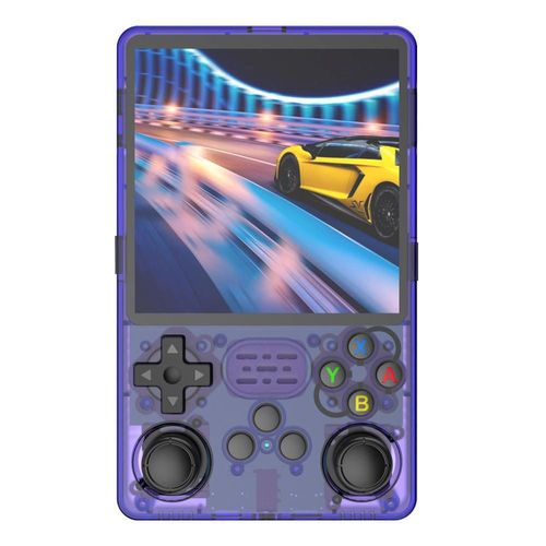 R36S Retro Video Handheld Game Console Linux System 3.5 in IPS Screen Built in 3000mAH Battery 64G TF Card Preinstalled Games Purple Version for Christmas, Thanksgiving, Holiday Gift