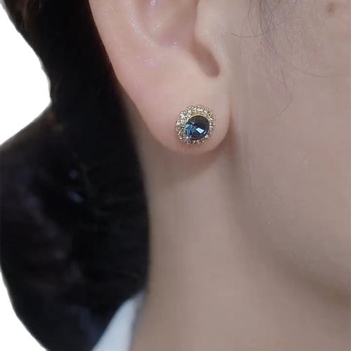 New Style Double-Sided Wear Full-Diamond Tassel Earrings, 2-Way Wear Ear Accessories, Blue Silver Needle Versatile Stud Earrings