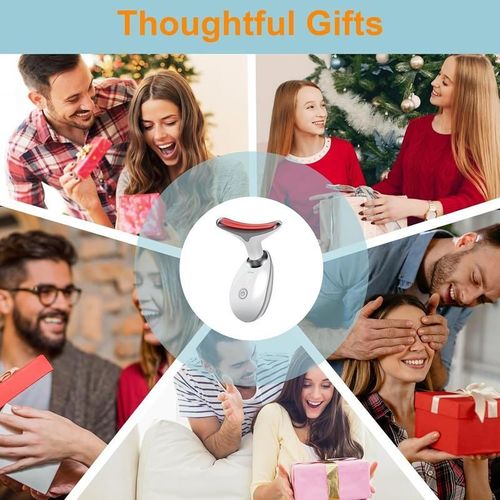 Dolphin Bionic Neck and Face Lift Massager LED Red Light Therapy 3 Speeds USB Rechargeable Firms Skin and Reduces Neck Wrinkles