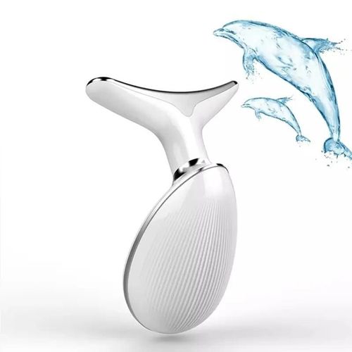 Dolphin Bionic Neck and Face Lift Massager LED Red Light Therapy 3 Speeds USB Rechargeable Firms Skin and Reduces Neck Wrinkles