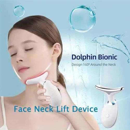 Dolphin Bionic Neck and Face Lift Massager LED Red Light Therapy 3 Speeds USB Rechargeable Firms Skin and Reduces Neck Wrinkles