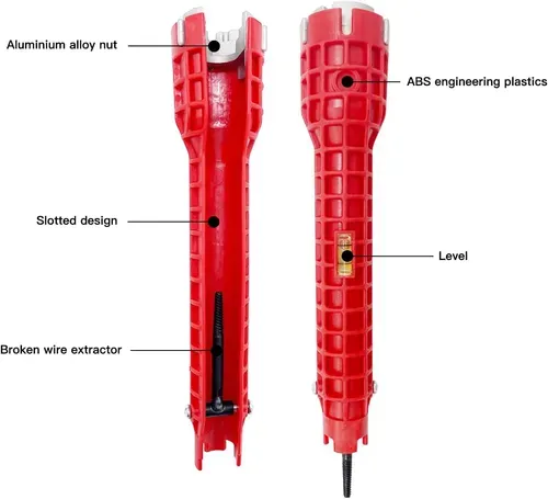 Multi Function Plumbing Wrench Tool with Level For Shower Faucet Valve and Supply Line Installation and Removal in Tight Spaces
