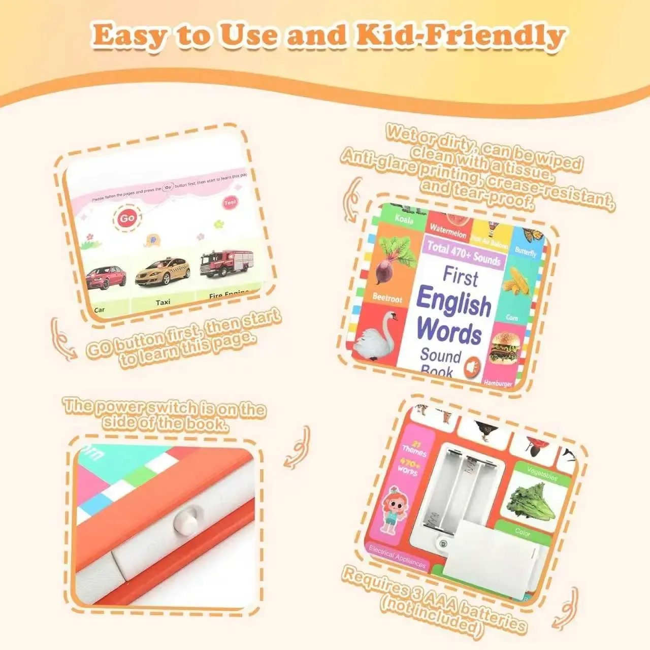 Interactive English Sound Book 21 Themes 470 Words Educational Learning Book for Children