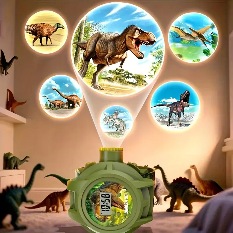Kids Dinosaur Projector Watch 24 Images Digital Wristwatch with Adjustable Strap for Children Age 3+