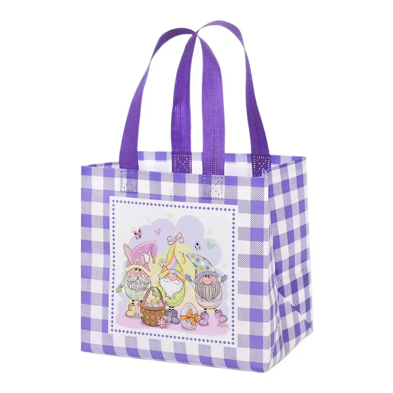 Easter Non Woven Tote Bag Reusable Easter Egg Hunt Gift Bag with Handles for Kids Party Favors