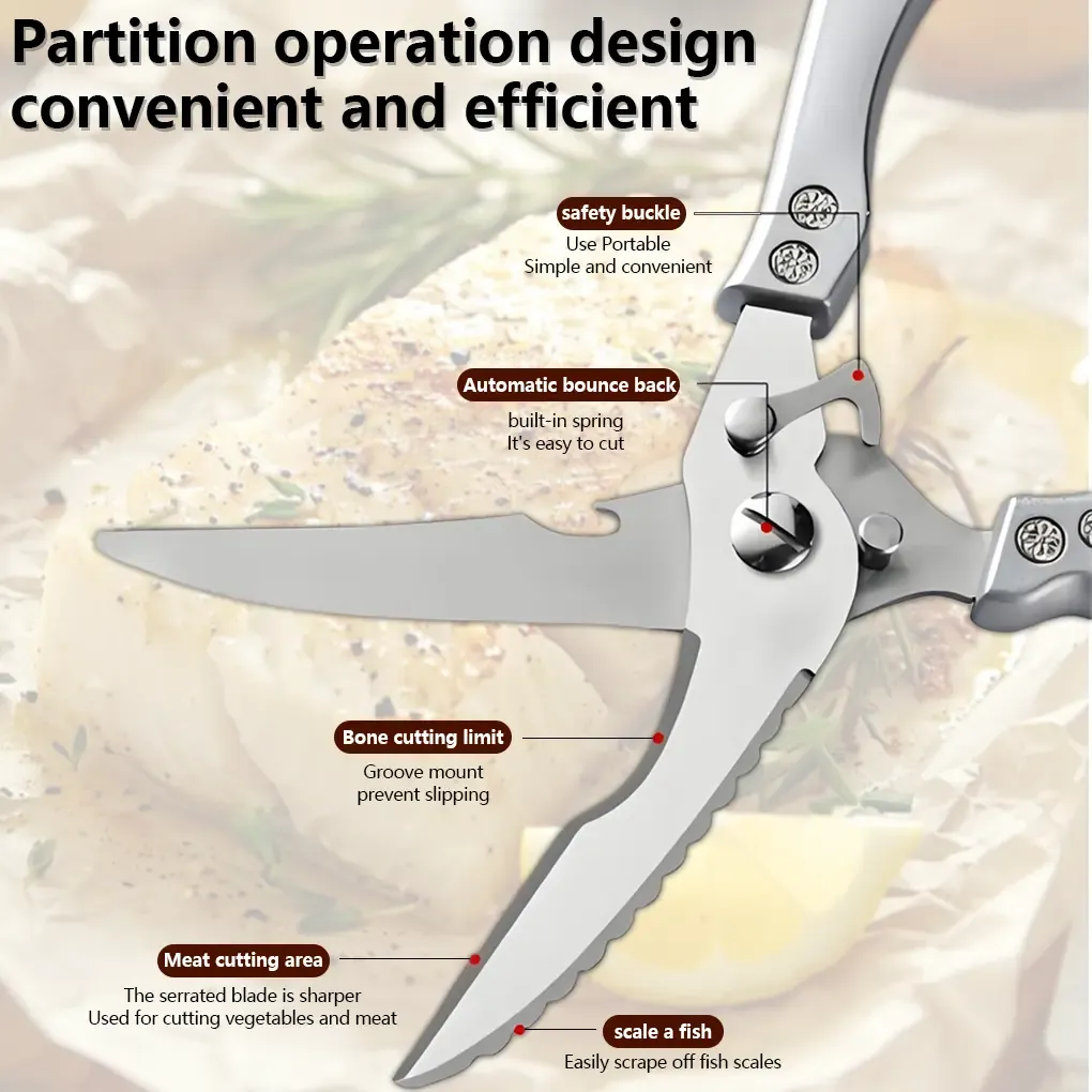 Professional Heavy Duty Kitchen Shears for Cutting Chicken Bones and Meat