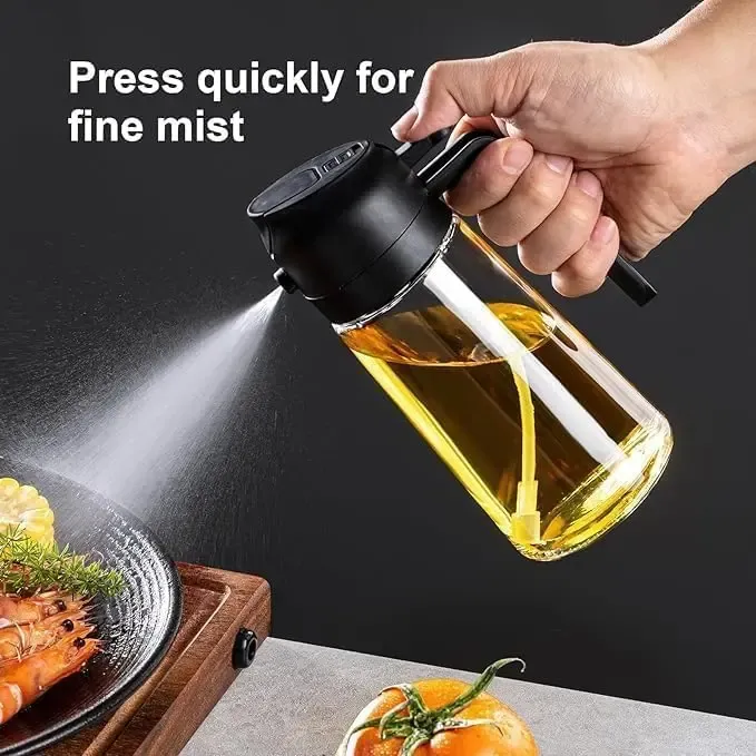 2 In 1 Oil Sprayer and Dispenser 16 Oz Glass Oil Mister for Cooking Air Fryer Salad BBQ Kitchen Gadgets