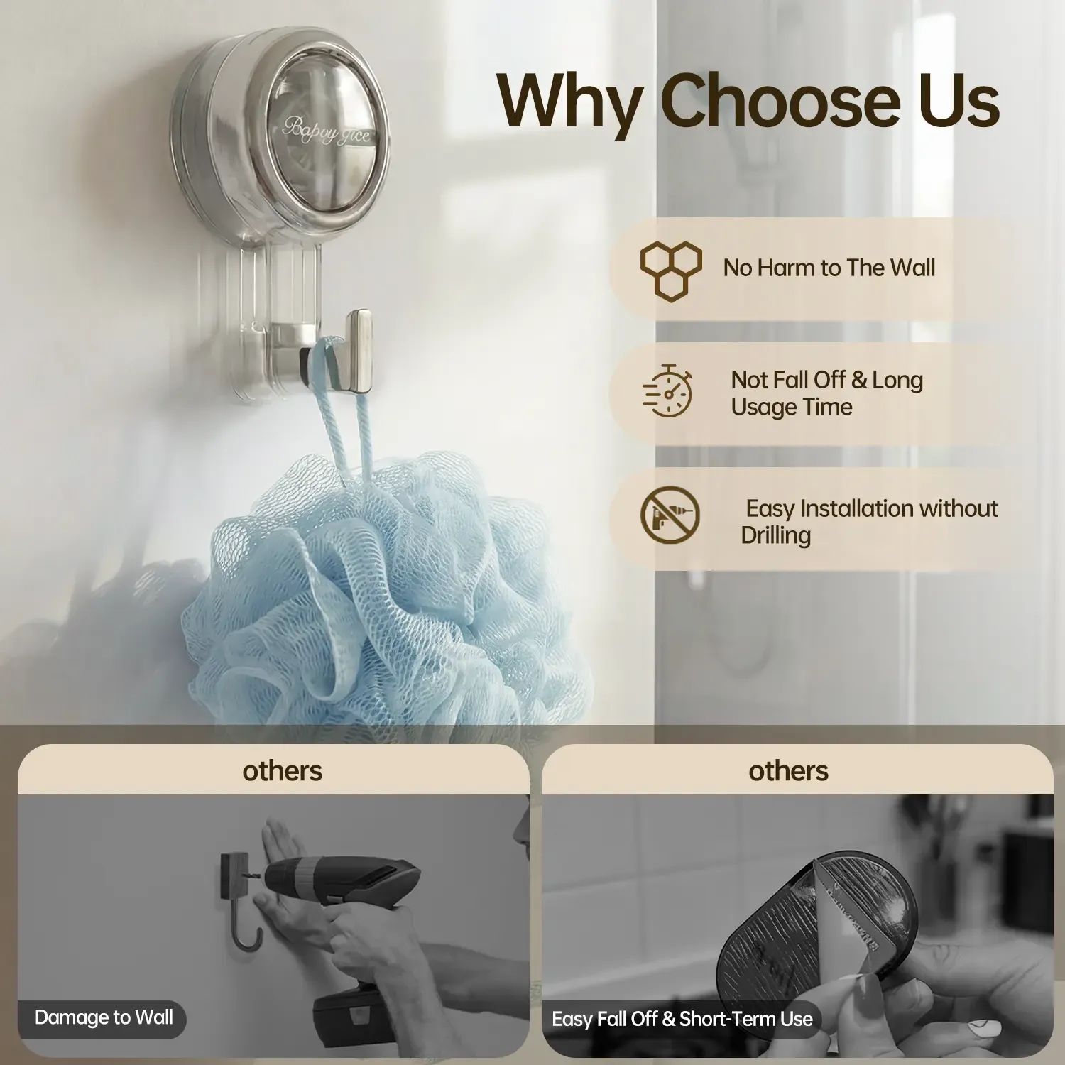 Buy One Get One Free Heavy Duty Suction Cup Hooks Reusable No Drill Vacuum Suction Hooks for Bathroom Kitchen