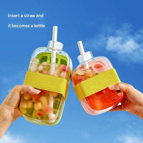 Summer Essential Ice Cube Maker Bottle with Built in Mold and Straw (Green)