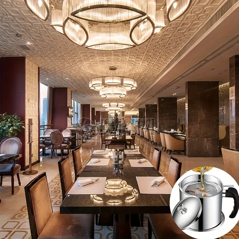 Stainless Steel Oil Strainer Pot with Fine Mesh Filter - Grease Separator and Storage Container for Cooking Oil