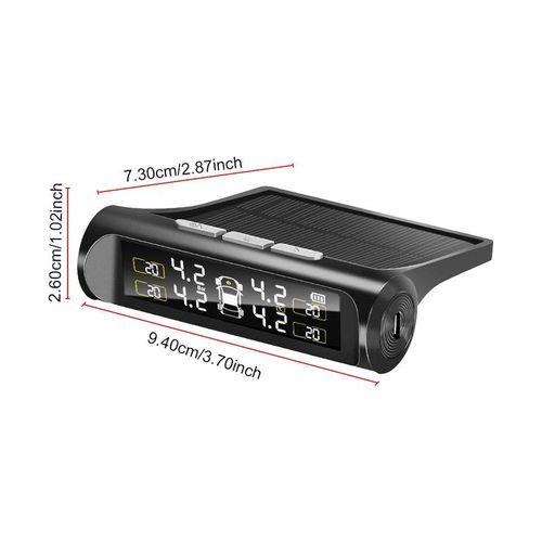 Solar TPMS Car Tire Pressure Monitor with 4 External Sensors