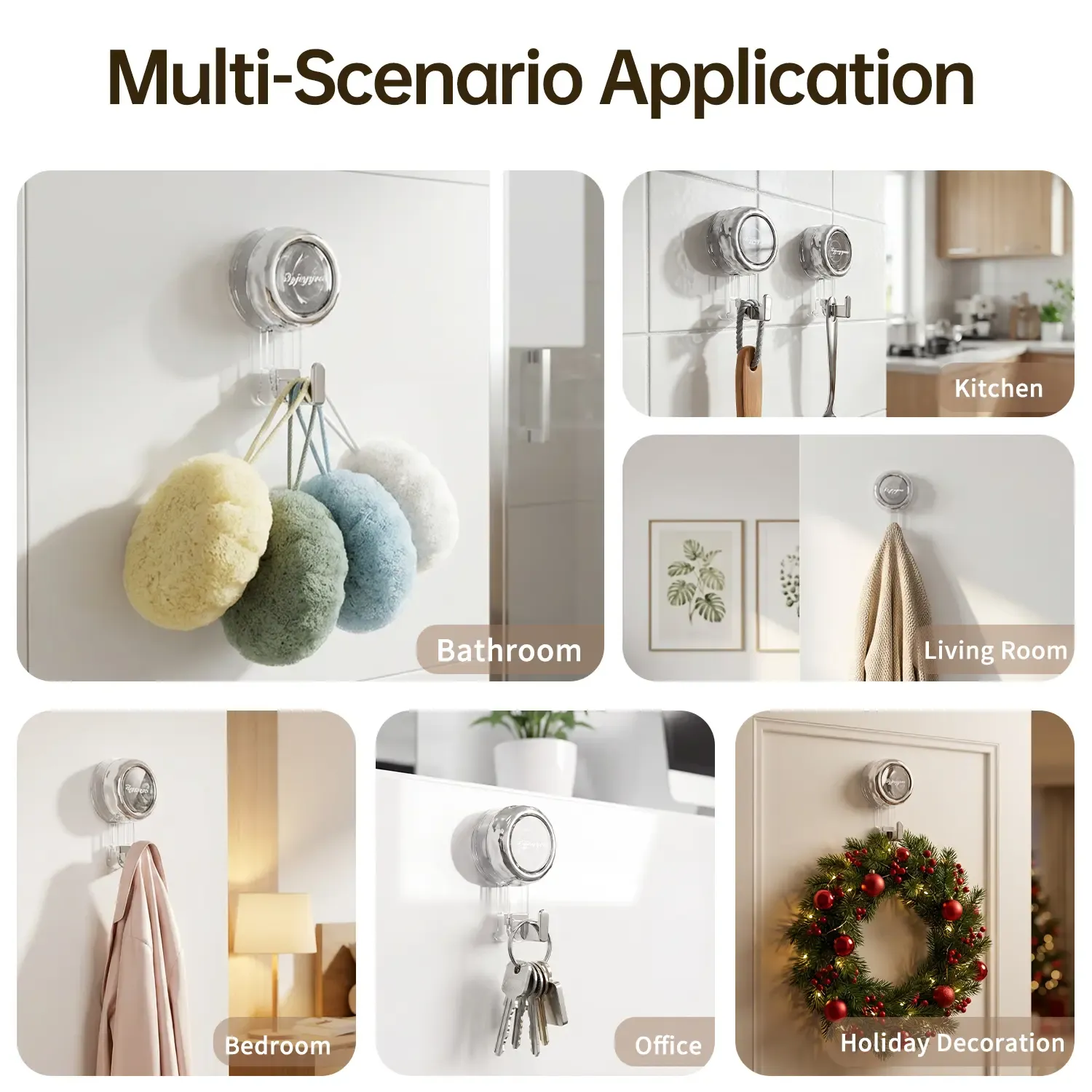 Buy One Get One Free Heavy Duty Suction Cup Hooks Reusable No Drill Vacuum Suction Hooks for Bathroom Kitchen