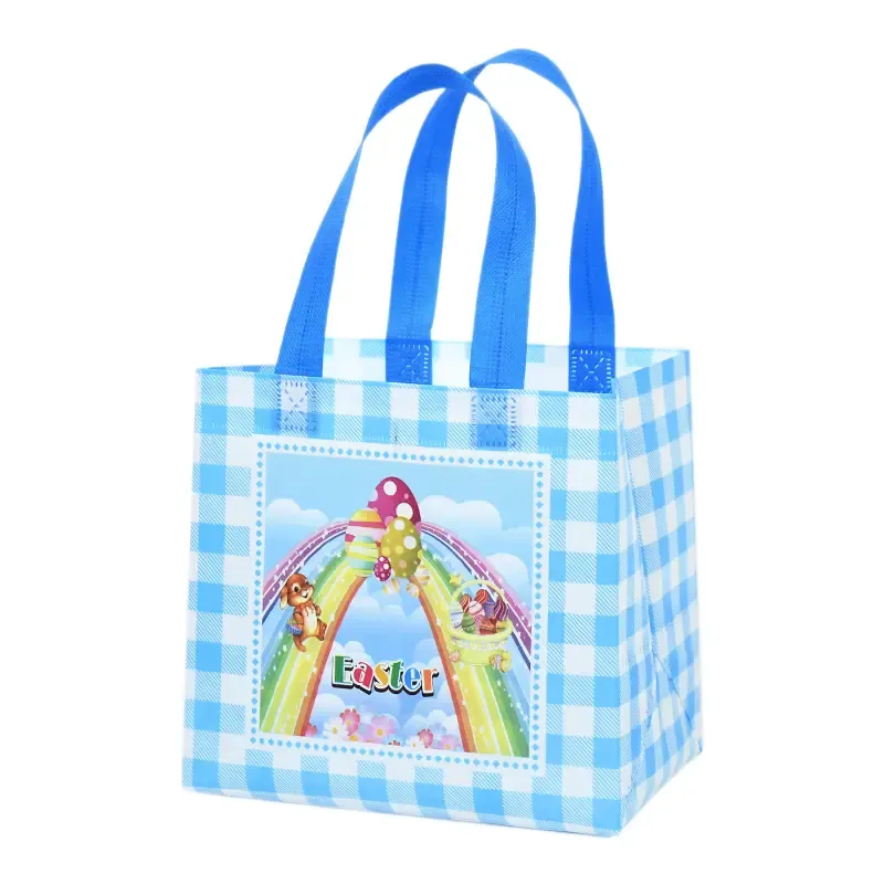 Easter Non Woven Tote Bag Reusable Easter Egg Hunt Gift Bag with Handles for Kids Party Favors