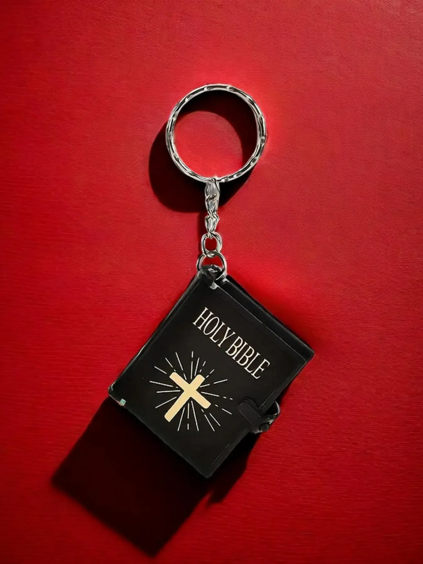 Mini Holy Bible Keychain Christian Cross Key Ring Religious Gift for Believers