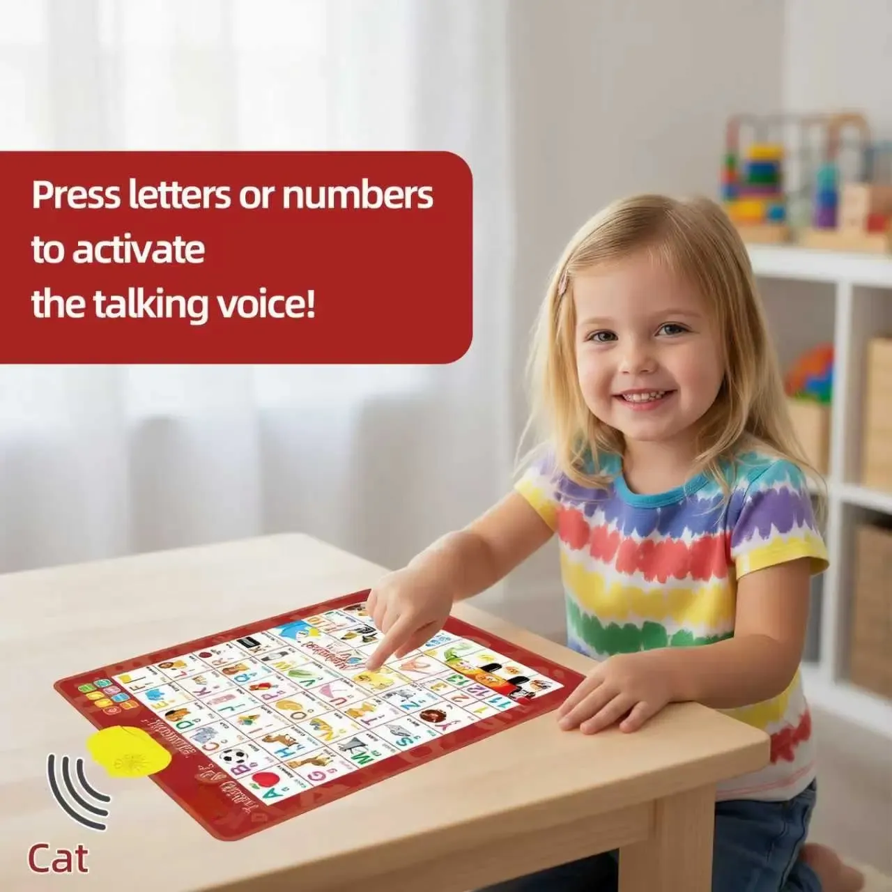 Bilingual English Spanish Interactive Talking Poster Educational Toy for Kids Toddlers Learning Alphabet Numbers Piano