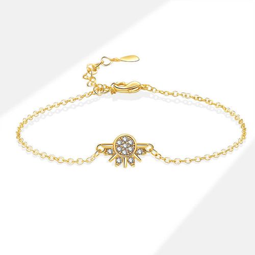 Two Tone Sun and Moon Layered Bracelet with Crystal Embellishments