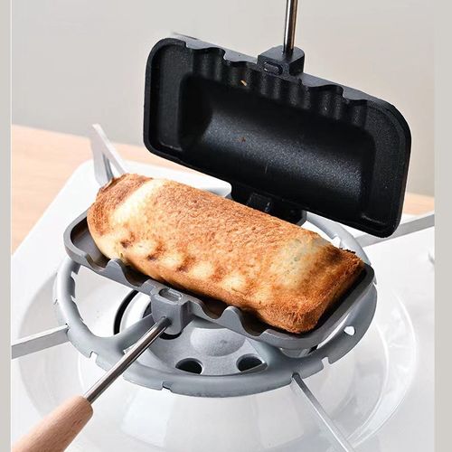 Portable Sandwich Press with Wooden Handle for Gas Cooker