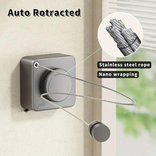 Retractable Invisible Clothesline Stainless Steel Rope Anti-Sag Space-Saving