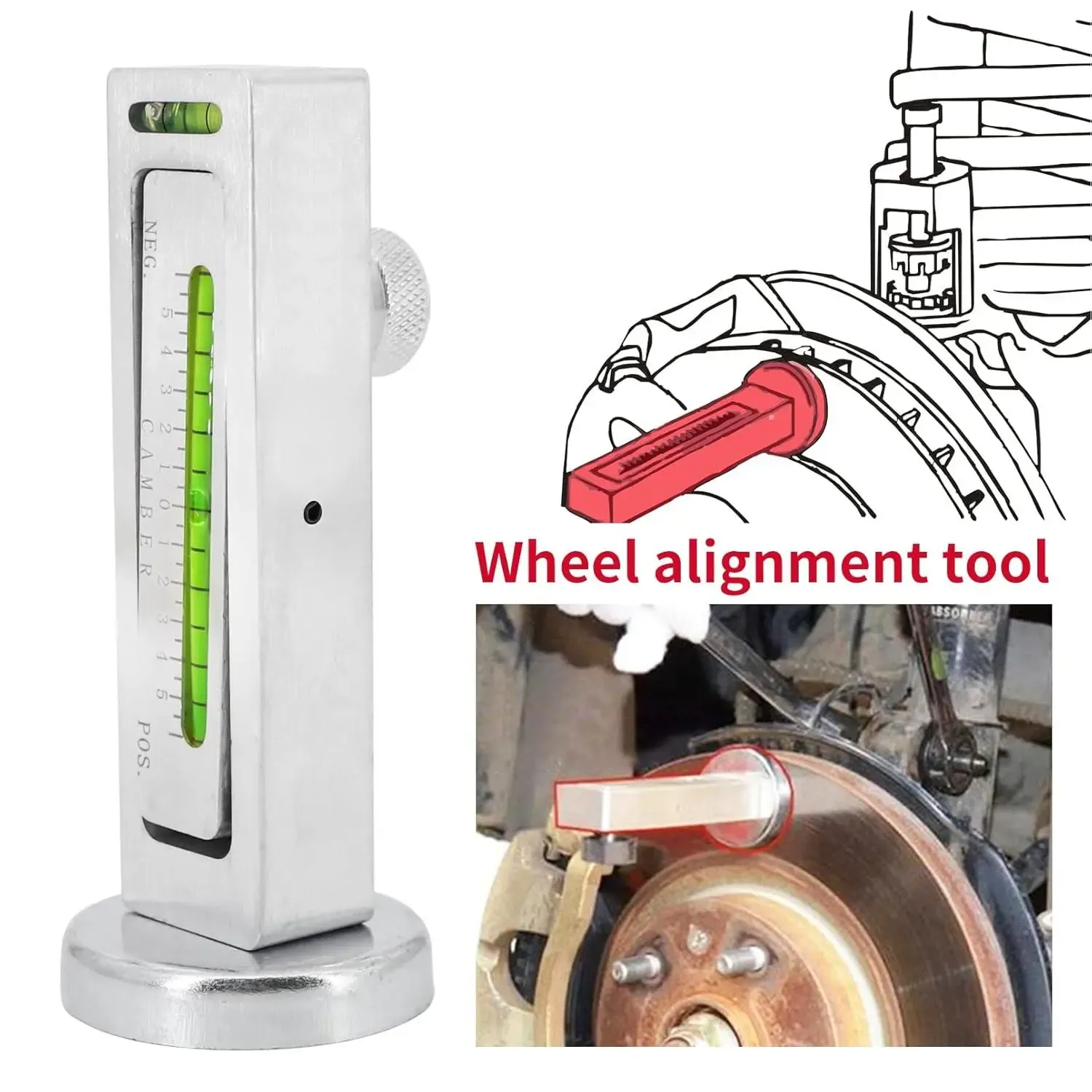 Portable Magnetic Camber Alignment Tool for Vehicle Suspension Adjustment