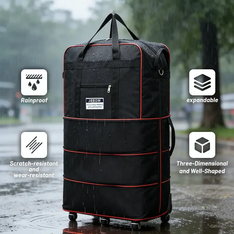 Large Waterproof Wear Resistant Expandable Travel Bag 50cm Width 30cm Thickness 90cm Height with Wheels Free Password Lock