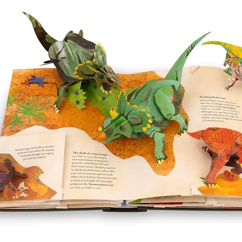 3D Pop-Up Dinosaur Encyclopedia Book for Children Prehistoric Learning