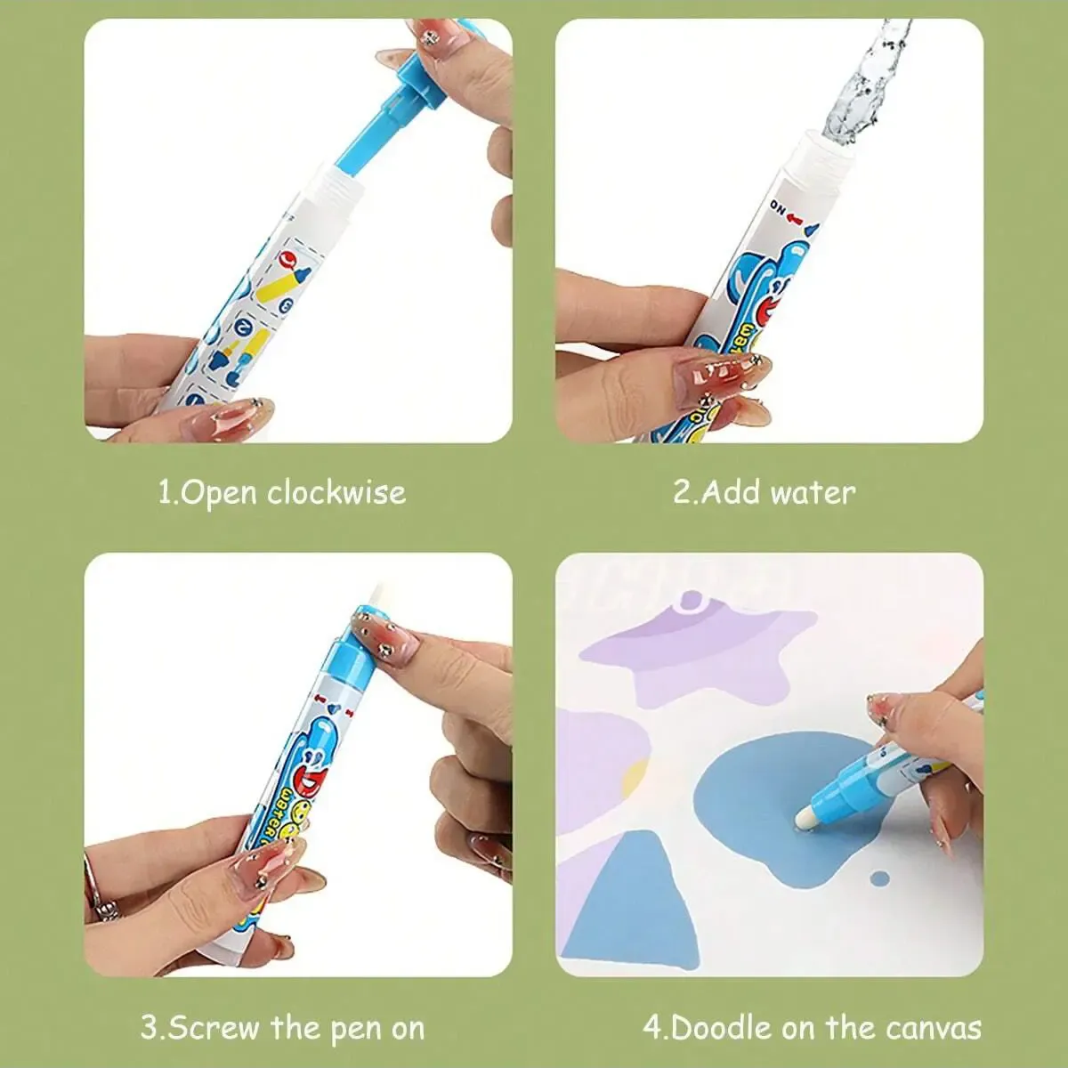 Reusable Magical Water Doodle Mat for Toddlers, Kids Aqua Drawing Pad with Water Pens